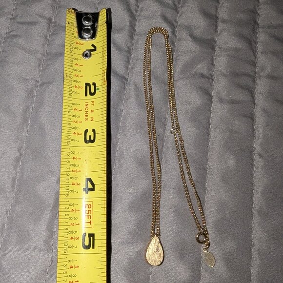 Axon Gold Tone Chain Necklace w/ Pink Teardrop Crystal Pendant 5723 - Picture 4 of 4